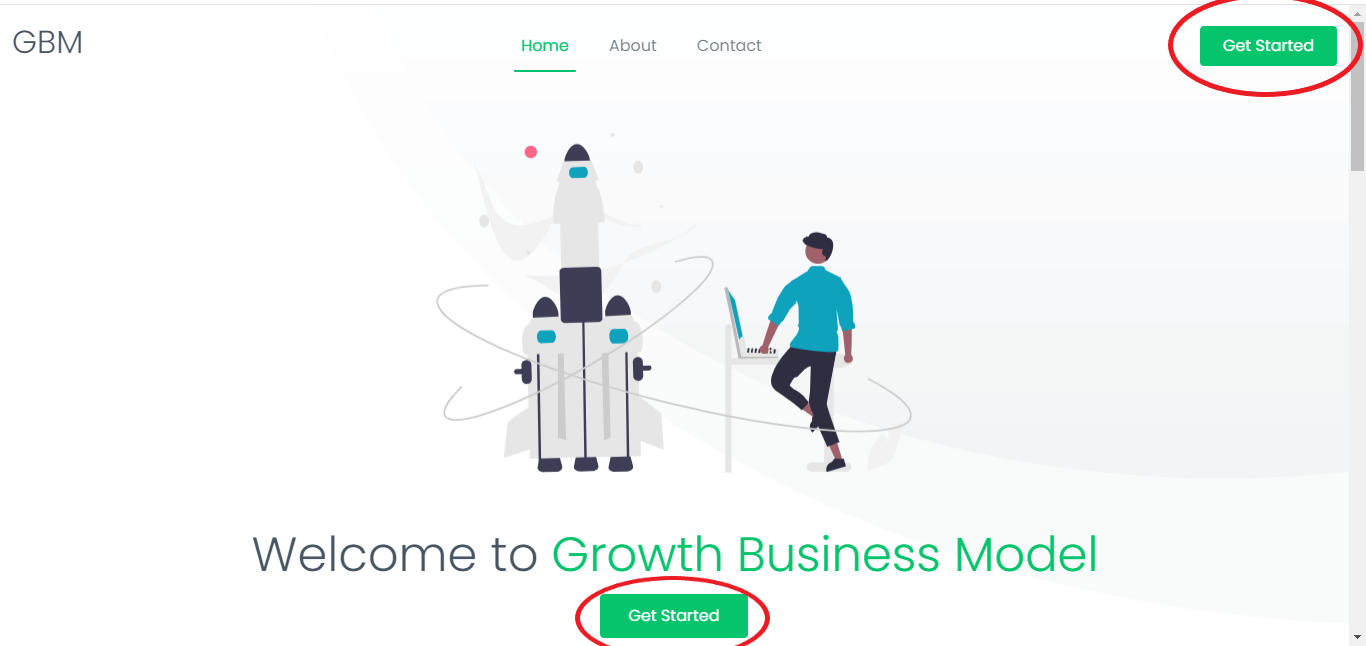 Screenshot of the Growth Business Model website homepage