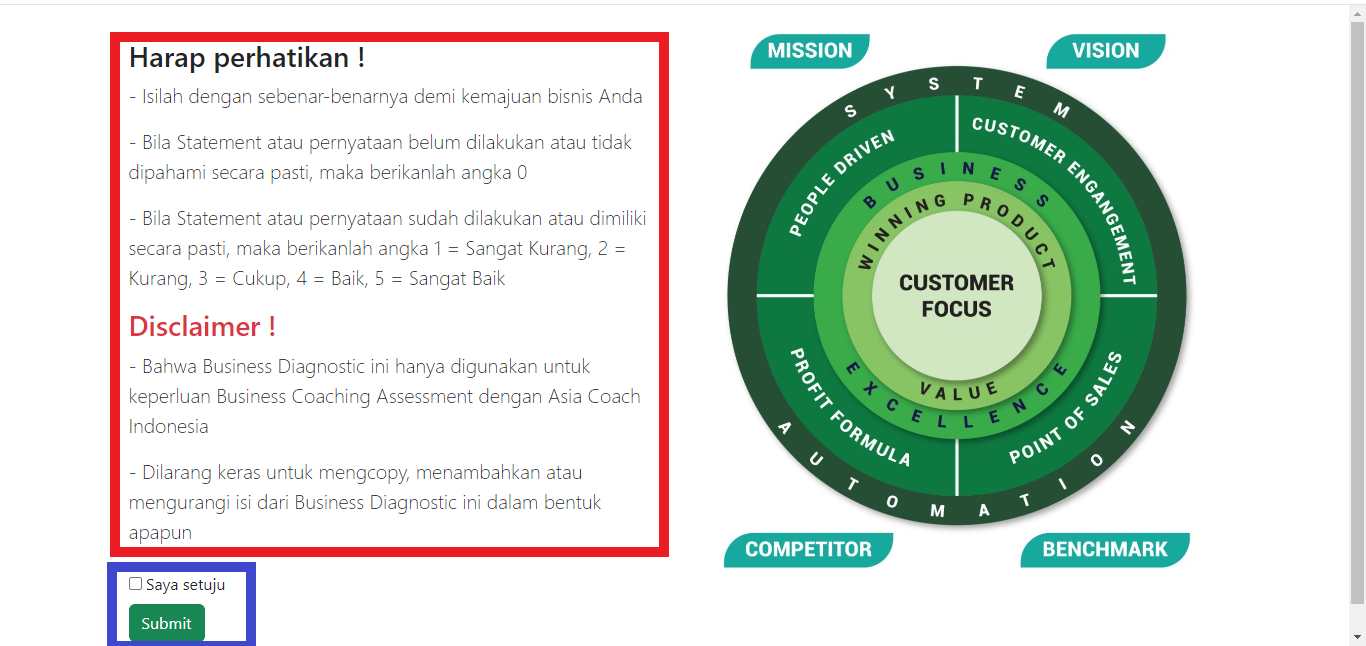 Screenshot of the form on the Growth Business Model website